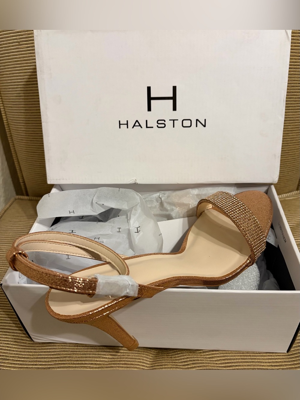 NWT Halston Heritage Women's Ankle Strap Rose Gold Dress Sling Sandal - Size 10 - Picture 15 of 17